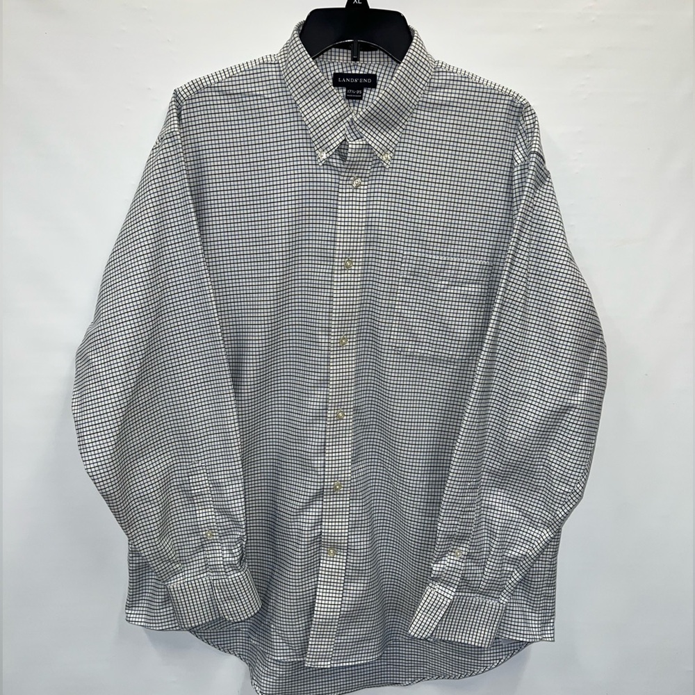 Lands’ End Shirt Mens XXL Multicolor Long Sleeve Cotton Blend Button Down Pocket
